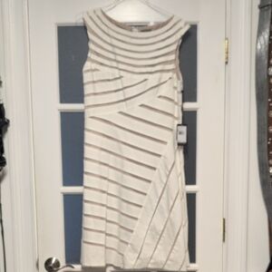 Adrianna Papell White and Cream Midi Dress